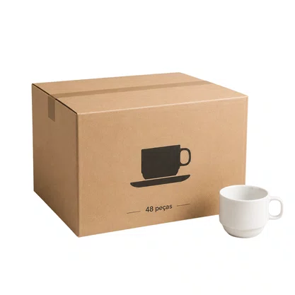 Caixa c/48pcs xicara chá texas de porcelana c/pires