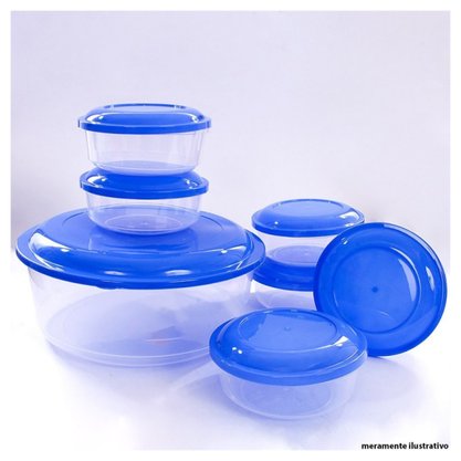 Conjunto 7 peças redondo - 6 pçs 300ml + 1 pç 2800ml erca