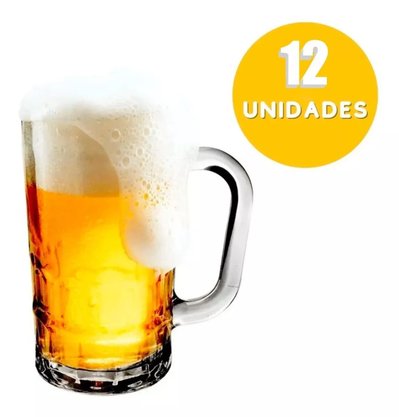 Conjunto Com 12 Canecas De Chopp Cerveja De Vidro 360 Ml