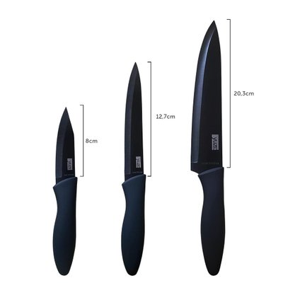 Conjunto de facas yuze titanium silver 3 peças