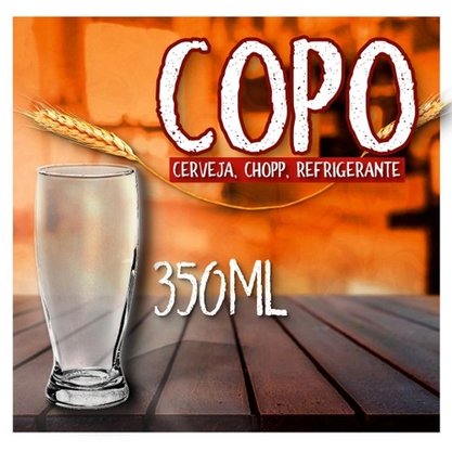 Copo chopp tulipa de vidro transparente 350ml vd52 maximos