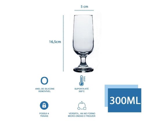 Copo em vidro transparente hannover 300ml