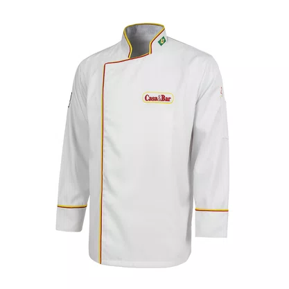 Duas Dolmas gabardine branca lisa com friso (M) + bordado