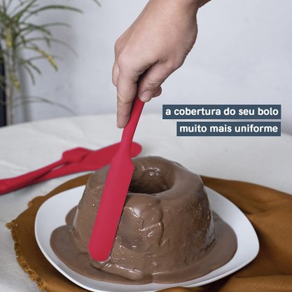 Espatula confeiteiro silicone 31cm vermelho slcn-037