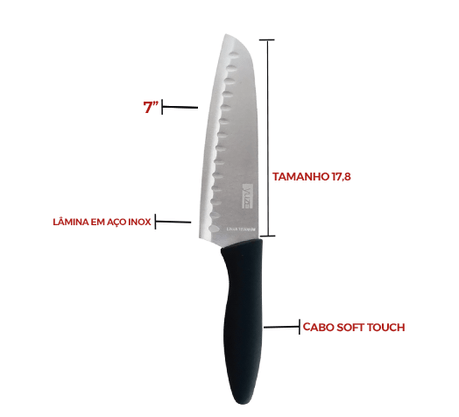 Faca de Titânio yuze santoku 7