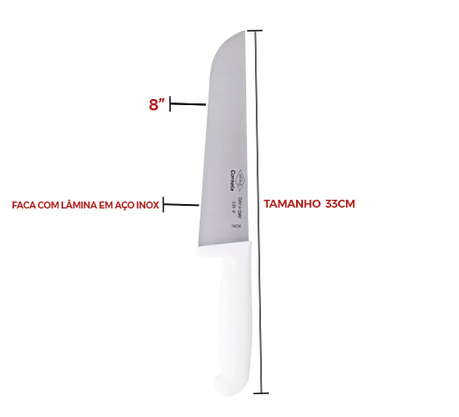 Faca para carne 8 polegadas aço inox corneta - ref 7554508