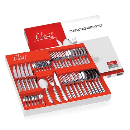 Faqueiro em aço inox 42 peças class home 961