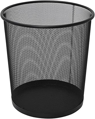 Lixeira para escritório telada black metal- preta 26x28cm