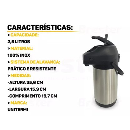 Garrafa termica madri inox 2,5l eco 81415r unitermi