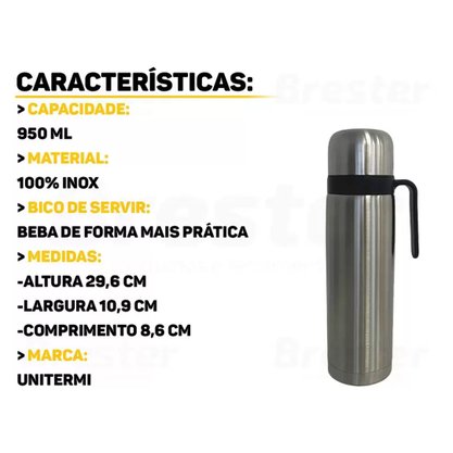Garrafa térmica madri inox 950ml eco 81416r unitermi