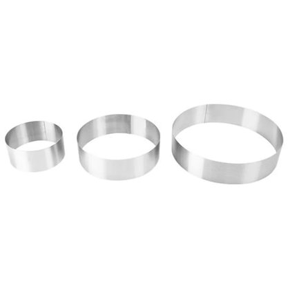 Jogo de moldes inox redondo para bolo 10cmx15cmx20cm