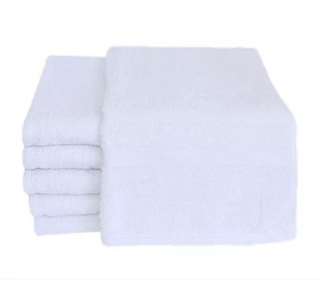 Kit com 6 toalhas de rosto profissional branca alta absorção 45x80cm