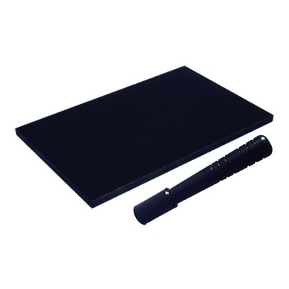 Kit Placa Profissional de polietileno 30X20 Preta + Socador profissional 25Cm