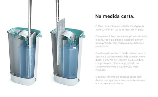 Mop lava e seca ergonômico com balde 5 litros limp011