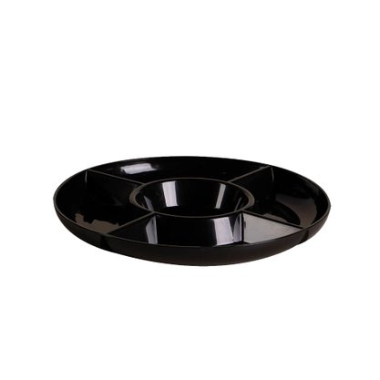 Petisqueira redonda com 5 divisões le chef preta 33 x 3 cm