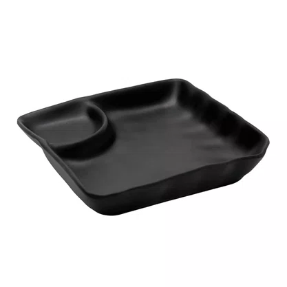 Prato quadrado c/ porta shoyo 17,5 x 17,5 x 3,5 cm preto fosco 6681 weck