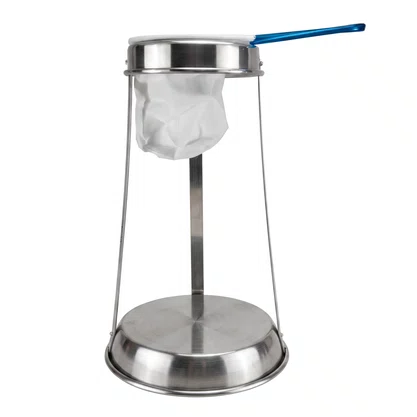 Suporte para coador industrial grande em inox com coador de tecido – 30 litros