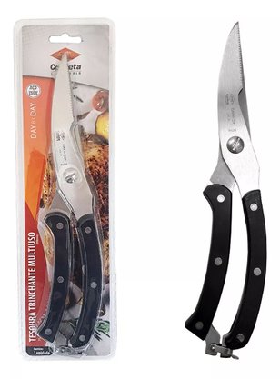 Tesoura cozinha trinchante aço inoxidável corneta 25cm 10pol