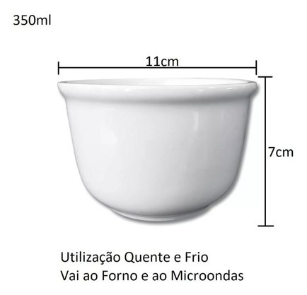 Tigela Cumbuca De Porcelana Açaí / Caldos 12 Pçs 350ML
