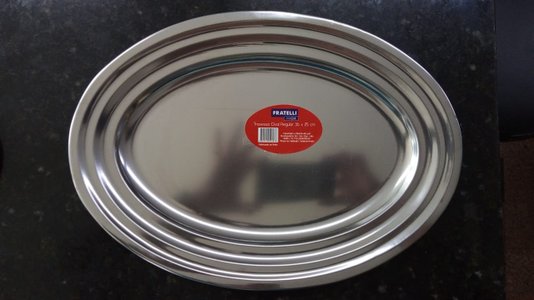 Travessa oval regular aço inox 36x25cm 592078 - fratelli