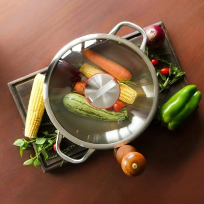 Wok supreme inox corpo triplo n. 30 com tampa 4,1l
