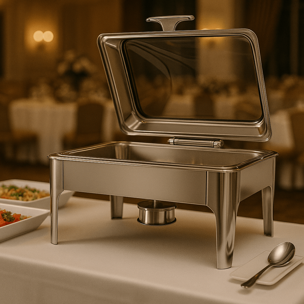 Rechaud supreme retagular inox 9l tampa com visor e amortecedor gp705