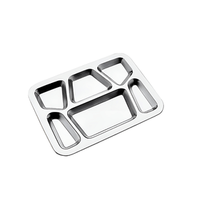 Bandeja retangular com 6 divisões inox - Satélite