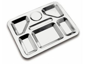 Bandeja retangular com 7 divisões inox 45x35cm - Satélite