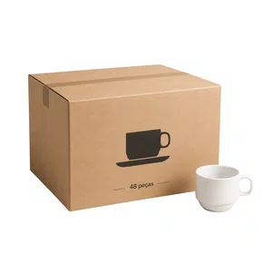 Caixa c/48pcs xicara chá texas de porcelana c/pires