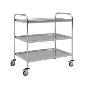 Carrinho auxiliar inox 3 prateleiras com rodinhas de servir