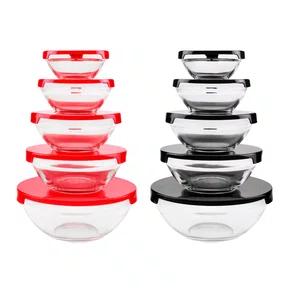 Conjunto pote de vidro 5 peças preto/vermelho 397