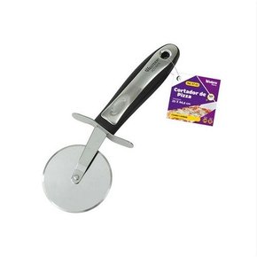 Cortador pizza 20cm kt aço inoxidável preto e prata - 03 etilux