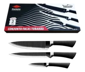 Faca tubarão jogo 3 peças - etilux