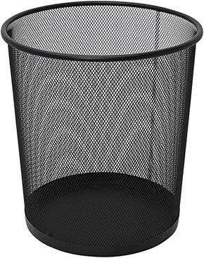 Lixeira para escritório telada black metal- preta 26x28cm