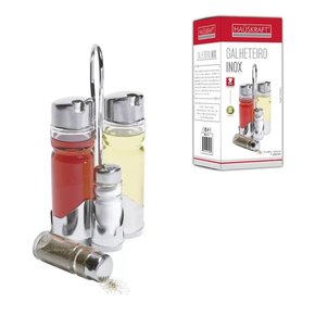 Galheteiro 4 Pçs Vidro Para Sal Vinagre Condimentos