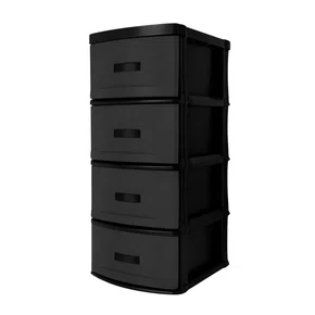 Gaveteiro liso 4 gavetas preto reciclado 020.7 for-plast