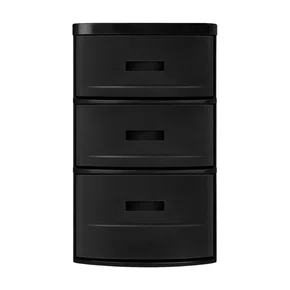 Gaveteiro liso preto 3 gavetas reciclado 010.7 for-plast
