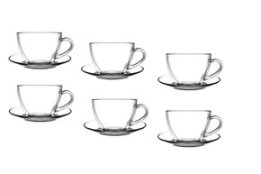 Jogo xícara chá classica com pires 6 peças 200 ml