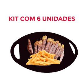 Kit 6 Placas polietileno oval com alça p/ petisco 36,5cm