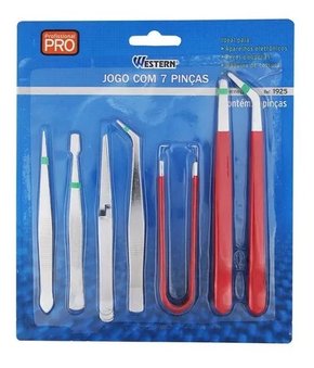 Kit c/ 7 pinças longas em aço - western pro 1925