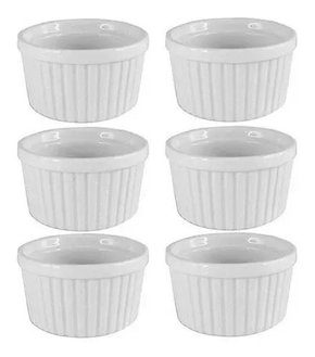 Conjunto c/10 ramequim forma refrataria canelada porcelana 240ml