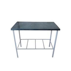 Mesa com tampo em inox 1,10x55 cm com prateleira em grade