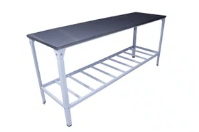 Mesa tampo aço inox industrial 1,90x70 com prateleira innal