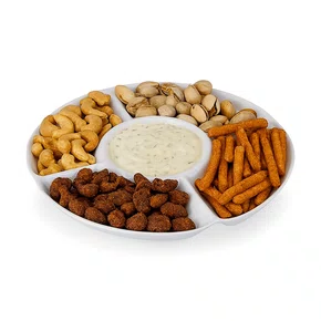 Petisqueira redonda com 5 divisões 33,0 cm le chef branca