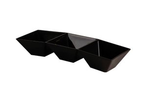 Petisqueira retangular com 3 divisões le chef preta 1846 paramount