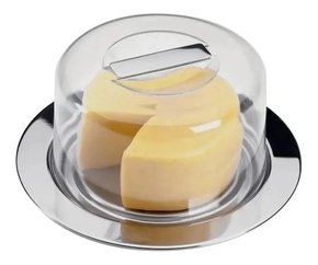 Porta queijo com prato inox display mek