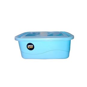 Pote retangular peg 1.900ml azul pastel com tampa transparente arca plast