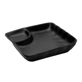 Prato quadrado c/ porta shoyo 17,5 x 17,5 x 3,5 cm preto fosco 6681 weck